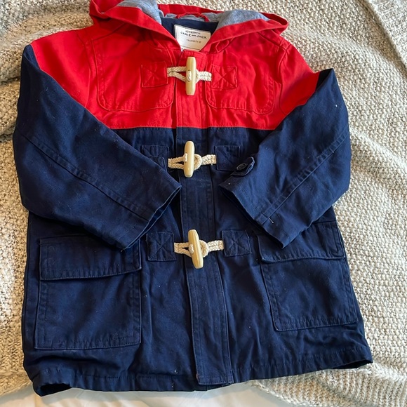Janie and Jack nautical hooded coat canvas toggle and zipper closure size 5-6 - Picture 1 of 4